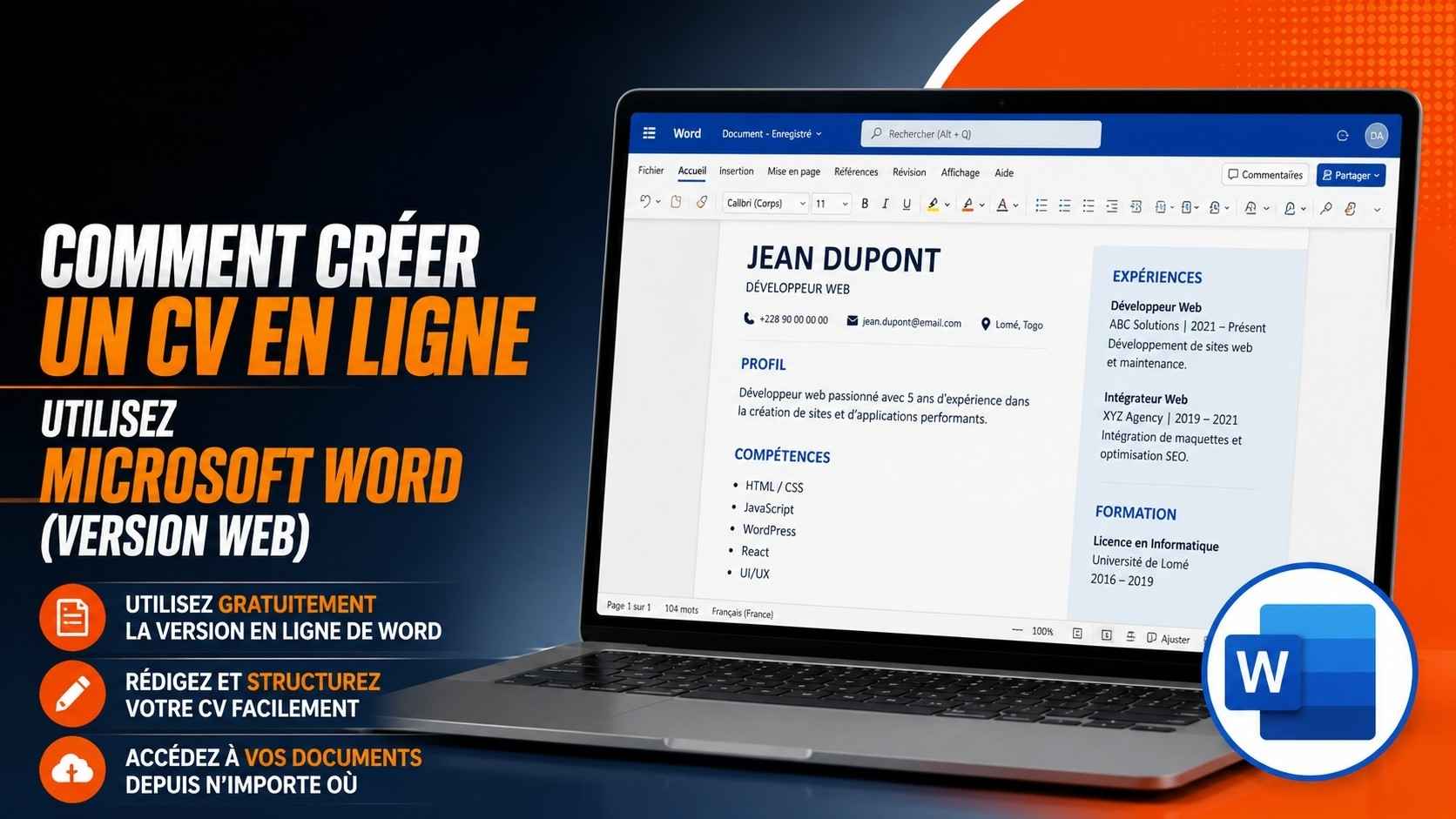 Comment créer un CV en ligne: Utilisez Microsoft Word version web